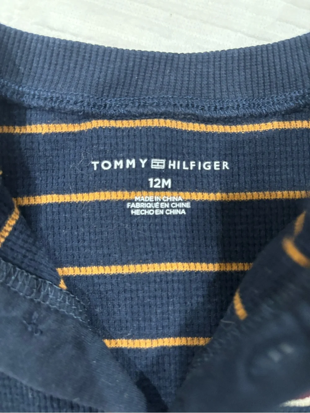 Tommy Hilfiger Navy Blue with Tan Stripe Baby Footie